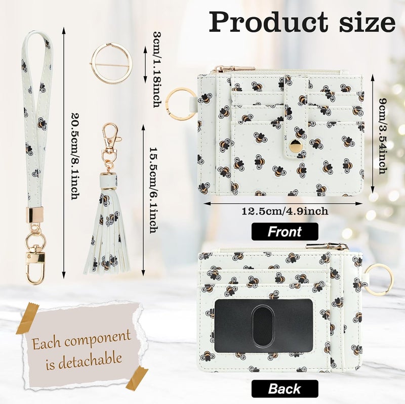 KNGITRYI Small Wristlet Wallets for Women RFID Credit Card Holder Wallet Keychain Wristlet Wallet Credit Card Wallets for Women (bee) - Image 2